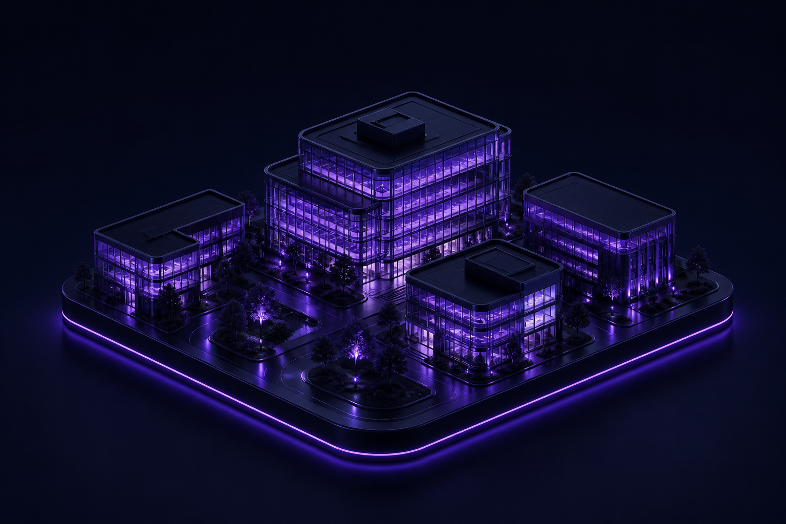 Dark-mode CPG neighborhood campus